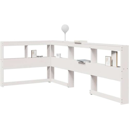  Knjižnica vzglavje L-oblike bela 90 cm trdna borovina Cene