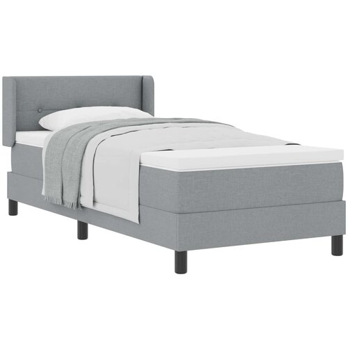vidaXL Postelja s pomičnim vzmetenjem z vzmetnico svetlo siva 90x200 cm tkanina, Vzglavnik s pre&scaron;itjem svetlo siva 90 cm tkanina Cene