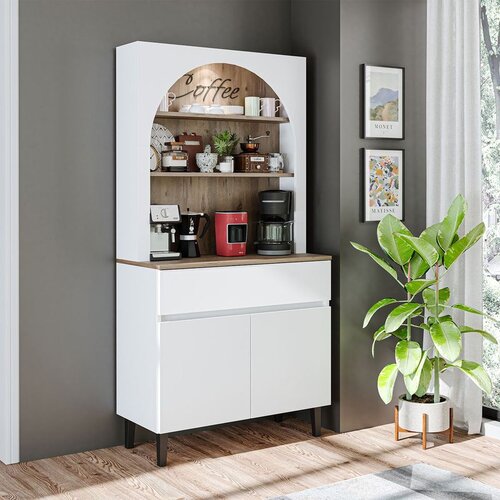 Hanah home 2804 kafe bar ormarić 90 &amp;times; 179 &amp;times; 42 cm, atlantski bor/bela Slike