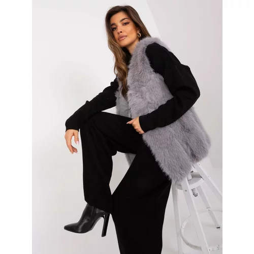 Fashion Hunters Grey women's fur vest