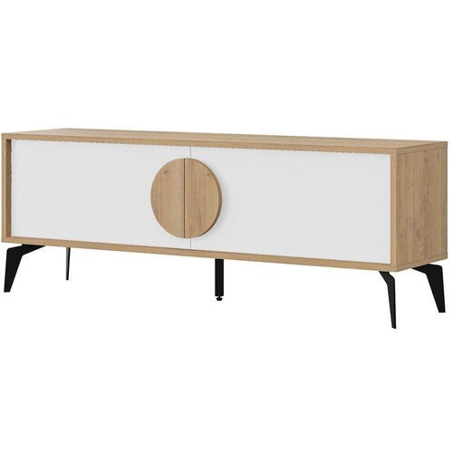 Marckeric Bijela/u prirodnoj boji TV komoda u dekoru hrasta 140x51 cm Vae – Cijene