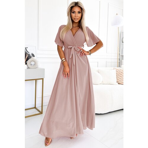 numoco basic Long dress with a pleated neckline and Numoco ties Cijene