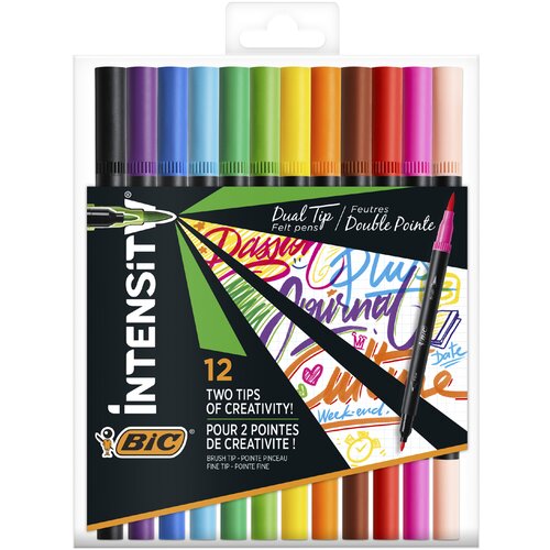 Bic fiber pisalo DUAL BRUSH, 2v1, etui 12, različne barve, (21655887) Slike
