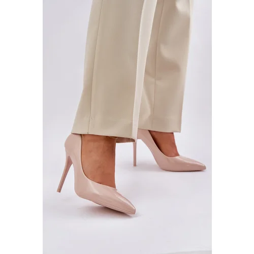 PS1 Lacquered High Heels With Pointed Toes Beige Vizana