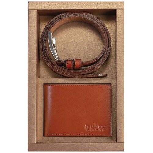 PRINC LEATHER Mu&scaron;ki poklon set novčanik i kai&scaron;, Terakota Cene