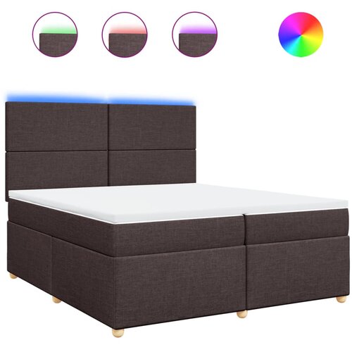 VidaXL Krevet s oprugama i madracem tamnosmeđi 200x200 cm od tkanine Slike