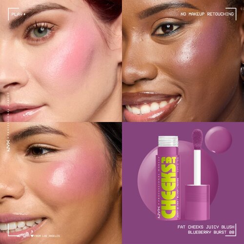 NYX Professional Makeup Fat Cheeks Juicy Blush tekoče rdečilo odtenek 08 Blueberry Burst 8 ml Slike