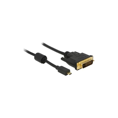 Delock HDMI/DVI adapterski kabel HDMI-mikro-D vtič, DVI-D 24+1-polni vtič 2 m črna 83586 s feritnim jedrom, lahko se privije, pozlačeni konektorji HDM, (20416806) Cene