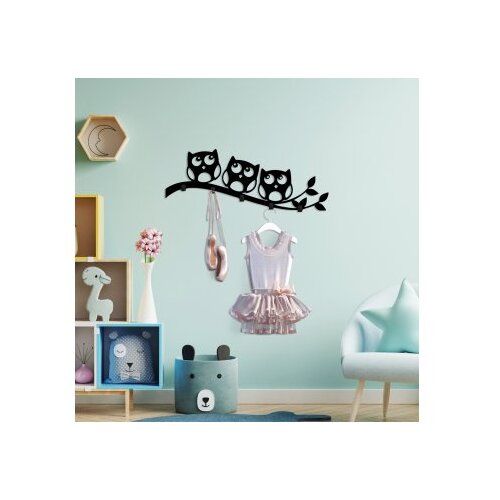WALLXPERT metalna zidna kuka crna boja confused owls Slike