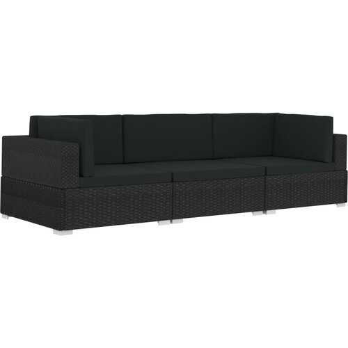Maison Chic Seti vrtnega pohi&amp;scaron;tva - Vrtna garnitura - Vrtni pohi&amp;scaron;tvo set z blazinami 3-delna poli ratan črna, (21796118) Slike