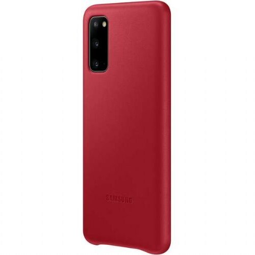 Samsung original usnjen ovitek EF-VG980LRE za Galaxy S20 G980 - za&amp;scaron;čita zadnjega dela - rdeča Slike