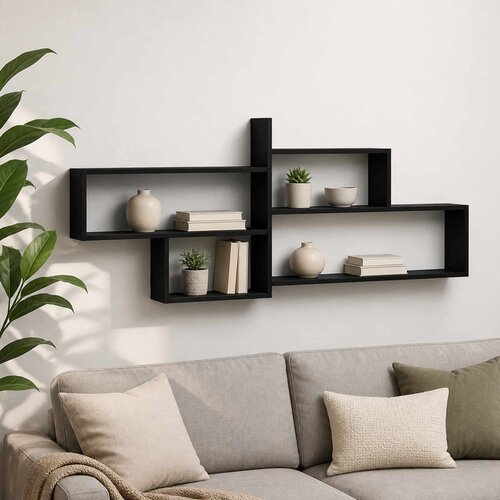  Polica na zidu Crni hrast 168.5 x 17 x 68 cm Konstruirano drvo Slike