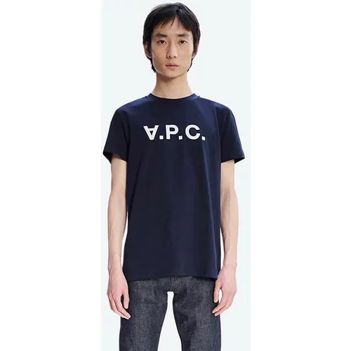 A.P.C. Pamučna majica Vpc Kolor boja: tamno plava, s tiskom, COBQX.H26943-DARKNAVY