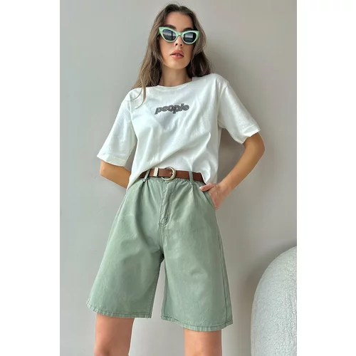 Trend Alaçatı Stili Shorts - Green - High Waist
