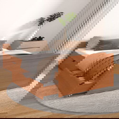 VidaXL Posteljni okvir s predali medeno rjava borovina 90x200 cm Slike