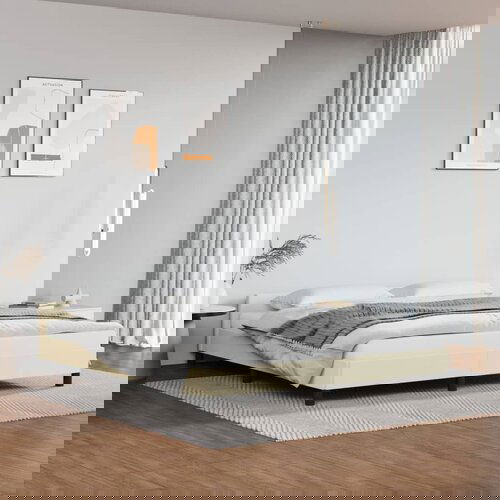 VidaXL Posteljni okvir z vzglavjem krem 180x200 cm umetno usnje Slike