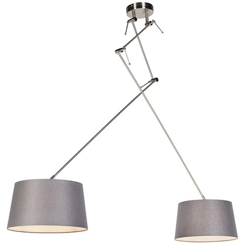 QAZQA Viseča svetilka s platnenimi odtenki temno siva 35 cm - Blitz II jeklo Cene