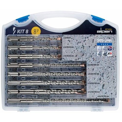 Burgije za udarnu busilicu-set sds-plus KIT8, 8-delni Slike