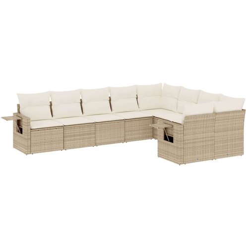  9-dijelni set vrtnih sofa s jastucima bež od poliratana Slike