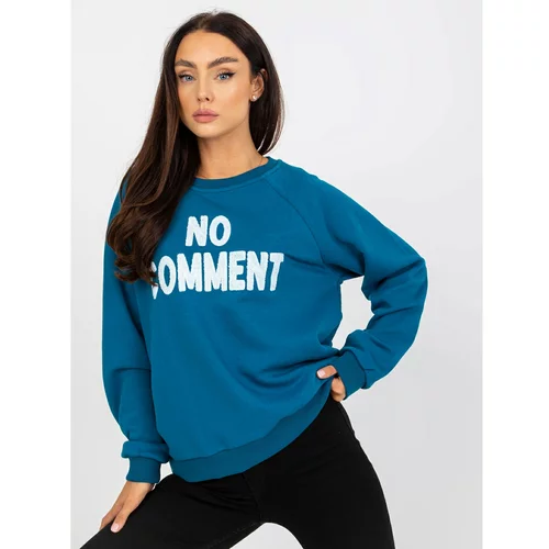 Fashion Hunters Marine sweatshirt without a hood with the word RUE PARIS