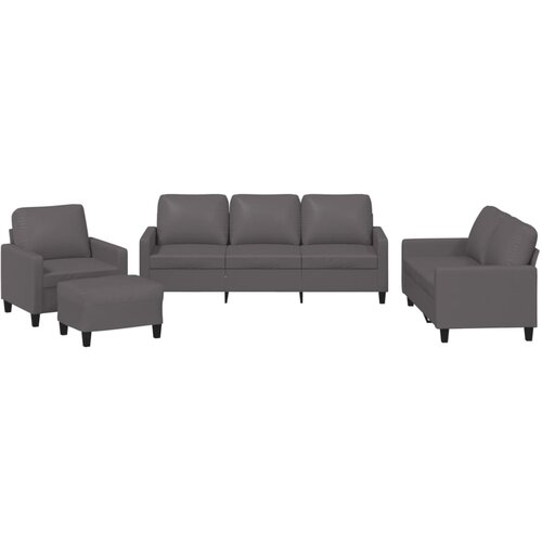  4-dijelni set sofa s jastucima sivi od umjetne kože Slike