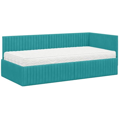  Kutni krevetni okvir s madracem 2 kom. Tirkizna 90 x 190 cm Slike