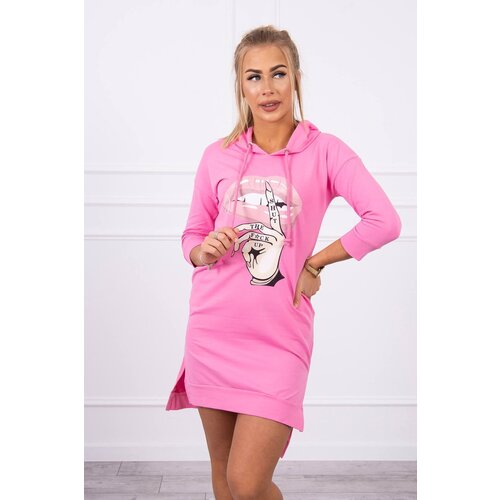 Kesi Dress with a longer back and a colorful print - light pink Slike