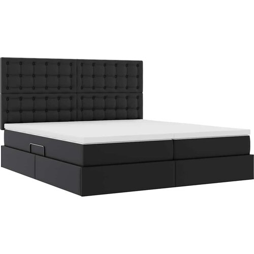  Krevet s madracem i skladi&amp;scaron;tem Crna 200 x 200 cm Lažna koža Slike