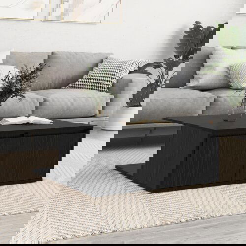 VidaXL Stolić za kavu Crni hrast 80 x 80 x 31 cm Konstruirano drvo Slike