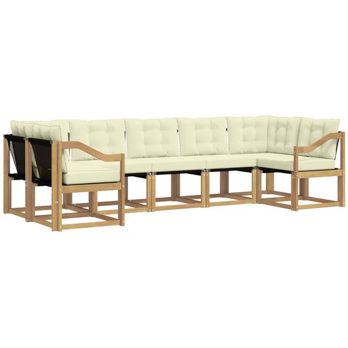 vidaXL Zunanja garnitura za sedenje z blazino 7 pcs Bela in krem, (5000280534) Cene