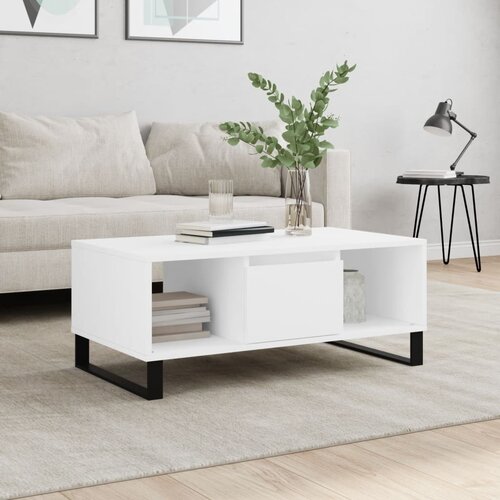 The Living Store Klubska mizica bela 90x50x36,5 cm inženirski les - Klubska Mizica, (21575068) Cene