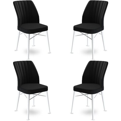 Hanah home set stolica Flex, 45x93x42 cm, 4 komada, Crno-bele Slike