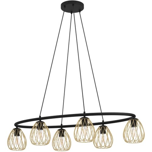 Eglo 390092 - visilica na sajli jazminia 6xE27/40W/230V crna/zlatna Slike