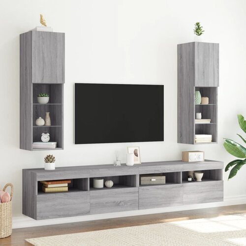 VidaXL TV ormarići s LED svjetlima 2 kom boja hrasta 30 5x30x102 cm Slike