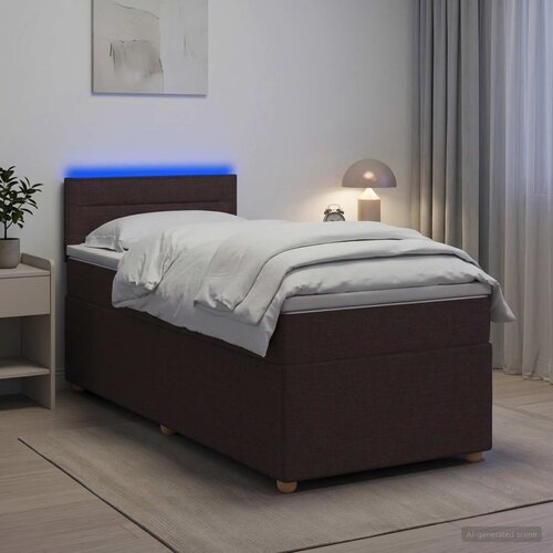  Boxspring krevet s madracem Tamno smeđa 90 x 190 cm Tkanina 90 x 190 x 100.5 cm Slike