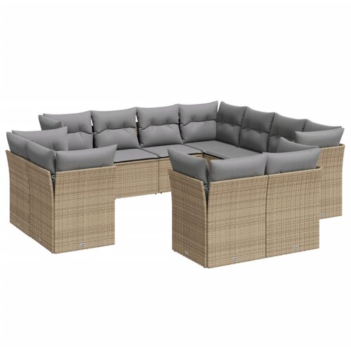Maison Chic Seti vrtnega pohi&amp;scaron;tva - Vrtna garnitura - Vrtni pohi&amp;scaron;tvo set 11-delna z blazinami bež poli ratan, (21815926) Slike