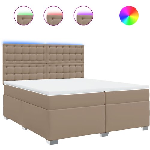 vidaXL Box spring postelja z vzmetnico kapučino 200x200 cm um. usnje, (21304442) Cene