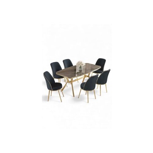 Hanah home Set trpezarijskog stola i stolica (7 delova) Lena Anthracite Gold Cene