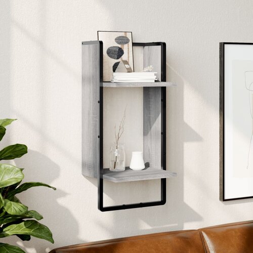 vidaXL Stenska polica s prečko siva sonoma 30x25x65 cm Cene