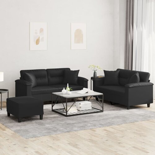 vidaXL 3-dijelni set sofa s jastucima crna od umjetne kože Cijene