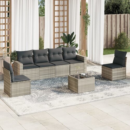vidaXL 7-dijelni set vrtnih sofa svjetlosivi od poliratana Cijene