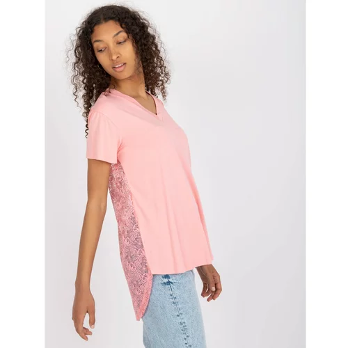 Fashion Hunters Light pink viscose blouse with lace on the back