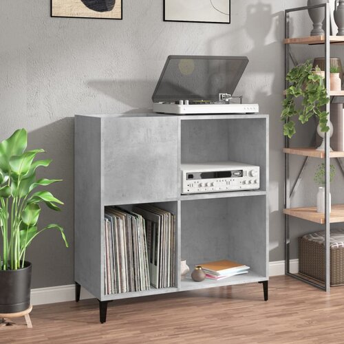 The Living Store Omarica za gramofonske plo&amp;scaron;če betonsko siva 84,5x38x89 cm les - Omarica Za Gramofonske Plo&amp;scaron;če, (21433901) Slike