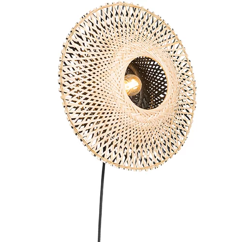 QAZQA Orientalska stenska svetilka ratan 35 cm z vtičem - Rina