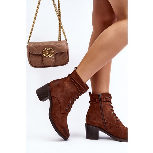 Boto Women's Low Heel Lace-Up Ankle Boots Brown Serellia Cene