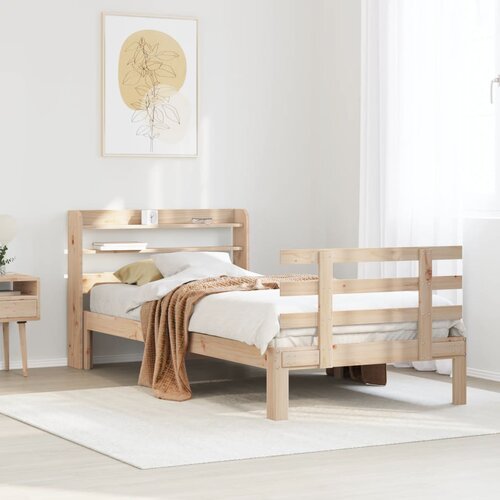 VidaXL Posteljni okvir z vzglavjem 90x190 cm trdna borovina Slike