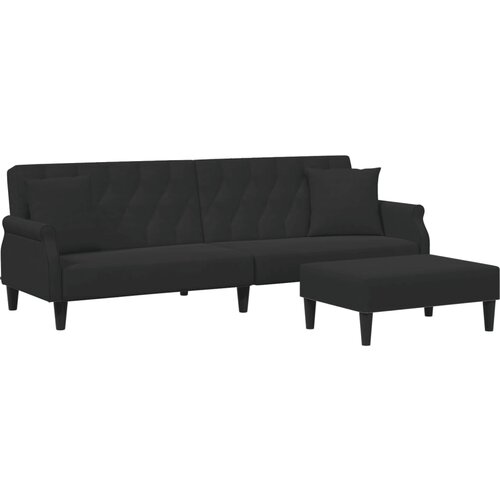 Maison Chic kavč - Sofa - Kanape dvosed z blazinami in stolčkom za noge črn žamet, (21727786) Cene