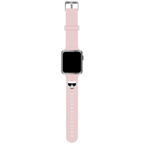 Karl Lagerfeld Silikonski pašček za uro KLAWLSLCP za Apple Watch 42 / 44 / 45 mm - Choupettes Head roza Cene