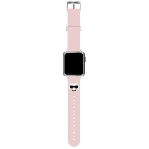 Karl Lagerfeld Silikonski pašček za uro KLAWLSLCP za Apple Watch 42 / 44 / 45 mm - Choupettes Head roza
