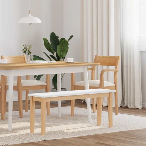 VidaXL Klupa 110 cm bijela puna drvena guma Slike